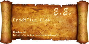 Erdélyi Elek névjegykártya